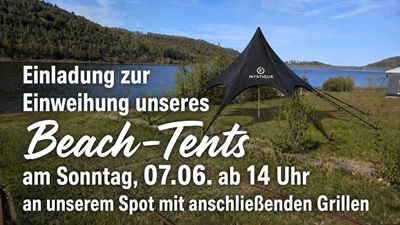 Einladung zur Einweihung des Beach-Tents